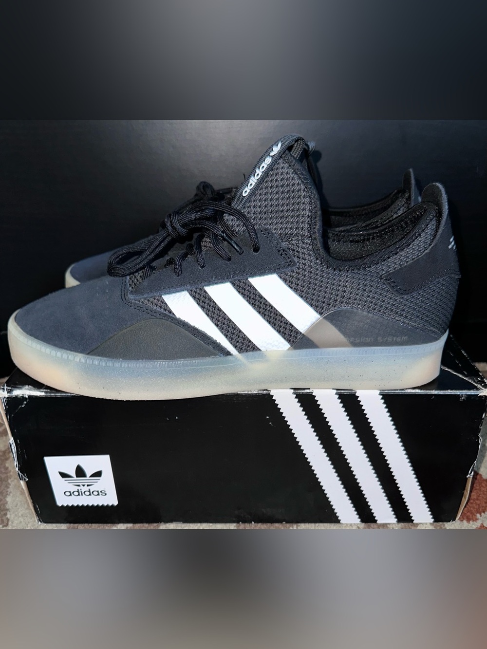 Adidas 3ST.001 Black Silver White CQ1087 Skate Shoes Men's Size 11.5 Brand New!!